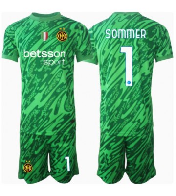 Inter Milan Yann Sommer #1 Brankář Domácí dres komplet pro Děti 2024-25 Krátkým Rukávem (+ Krátké kalhoty)